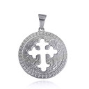 .925 Sterling Silver Religious Cross Cutout Medallion Pendant