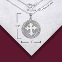 .925 Sterling Silver Religious Cross Cutout Medallion Pendant Necklace with measurements