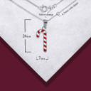 .925 Sterling Silver Enamel Christmas Candy Cane Holiday Pendant Necklace with measurements