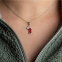 .925 Sterling Silver Christmas Holiday Stocking Enamel Pendant Necklace