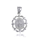 .925 Sterling Silver Reversible Saint Benedict Cross Oval Medallion Pendant