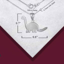 .925 Sterling Silver Brachiosaurus Dinosaur Textured Pendant Necklace with measurements