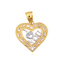 Two-Tone I Love You Sweet Heart Pendant