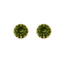 14K Yellow Gold Peridot Gemstone Statement Stud Earrings