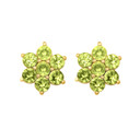 14K Yellow Gold Flower Petal Peridot Gemstone Earrings