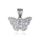 .925 Sterling Silver Diamond Cut Butterfly Charm Pendant
