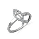 .925 Sterling Silver Christian Ichthys Cross Fish Ring