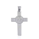 .925 Sterling Silver Saint Benedict Medal Cross Reversible Pendant back side