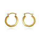 14K Yellow Gold Reversible Striped Hoop Earrings