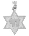 Star of David with Chai White Gold Pendant
