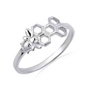 .925 Sterling Silver Honeycomb Bee Ring
