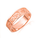 Rose Gold Moon & Flower Daisy Band Ring