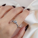 .925 Sterling Silver Diamond Cut Rose Flower Ring on female model