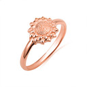Gold Beaded Sunflower Ring (Available in Yellow/Rose/White Gold)