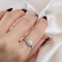 .925 Sterling Silver  Beaded Sunflower Ring on female model