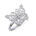 .925 Sterling Silver Filigree Butterfly Ring