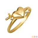 Gold Cross Sword Heart Ring