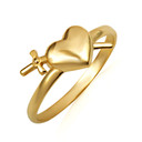 Gold Cross Sword Heart Ring
