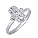 .925 Sterling Silver Jewish Star Of David Hamsa Hand Ring