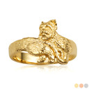 Gold Yorkshire Terrier Pet Dog Yorkie Band Ring
