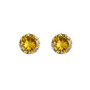 10K White Gold Gemstone Statement Stud Earrings