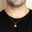 Gold United States Army Officially Licensed Star Pendant Necklace on male model