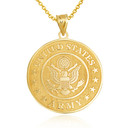 Gold Engravable United States Army Officially Licensed Eagle Emblem Medallion Pendant Necklace