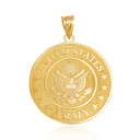 Gold Engravable United States Army Officially Licensed Eagle Emblem Medallion Pendant