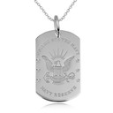 White Gold Engravable United States Navy Reserve Officially Licensed Emblem Dog Tag Medallion Pendant Necklace