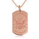 Rose Gold Engravable United States Navy Reserve Officially Licensed Emblem Dog Tag Medallion Pendant Necklace