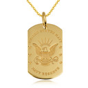 Gold Engravable United States Navy Reserve Officially Licensed Emblem Dog TagMedallion Pendant Necklace