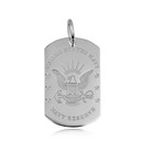.925 Sterling Silver Engravable United States Navy Reserve Officially Licensed Emblem Dog Tag Medallion Pendant