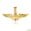 Gold United States Navy Officially Licensed Shield Eagle Anchor Emblem Pendant