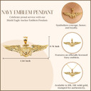  Gold United States Navy Officially Licensed Shield Eagle Anchor Emblem Pendant Necklace Measurement Photo