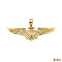 Yellow Gold United States Navy Officially Licensed Shield Eagle Anchor Emblem Pendant