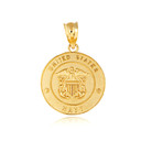 Gold United States Navy Officially Licensed Shield Eagle Anchor Emblem Medallion Pendant