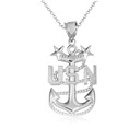 White United States Navy Officially Licensed Master Chief Petty Officer Pendant Necklace