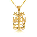 Gold United States Navy Officially Licensed Master Chief Petty Officer Pendant Necklace