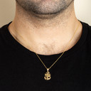 Gold United States Navy Officially Licensed Chief Petty Officer Pendant Necklace on male model