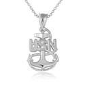 .925 Sterling Silver United States Navy Officially Licensed Chief Petty Officer Pendant Necklace