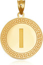 Gold Letter "A-Z" Initial Greek Key Medallion Pendant Necklace (Available in Yellow/Rose/White Gold)