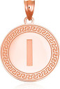 Gold Letter "A-Z" Initial Greek Key Medallion Pendant Necklace (Available in Yellow/Rose/White Gold)