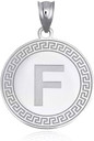 Gold Letter "A-Z" Initial Greek Key Medallion Pendant Necklace (Available in Yellow/Rose/White Gold)