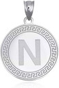 Gold Letter "A-Z" Initial Greek Key Medallion Pendant Necklace (Available in Yellow/Rose/White Gold)