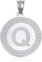 Gold Letter "A-Z" Initial Greek Key Medallion Pendant Necklace (Available in Yellow/Rose/White Gold)