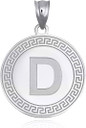 Gold Letter "A-Z" Initial Greek Key Medallion Pendant Necklace (Available in Yellow/Rose/White Gold)