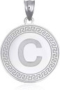 Gold Letter "A-Z" Initial Greek Key Medallion Pendant Necklace (Available in Yellow/Rose/White Gold)