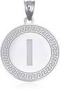 Gold Letter "A-Z" Initial Greek Key Medallion Pendant Necklace (Available in Yellow/Rose/White Gold)