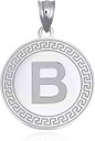 Gold Letter "A-Z" Initial Greek Key Medallion Pendant Necklace (Available in Yellow/Rose/White Gold)