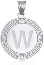 .925 Sterling Silver Letter "A-Z" Initial Greek Key Medallion Pendant Necklace